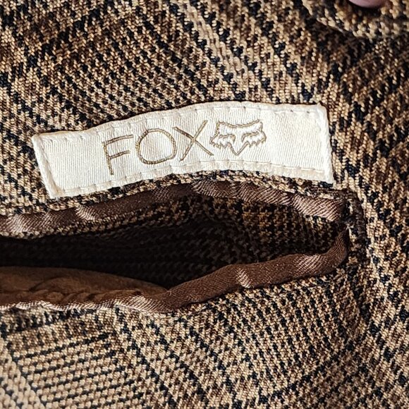 Fox Brown Check Pants Size 5 – Y2K Plaid Trousers w/ Pink Button Detail - Picture 9 of 12